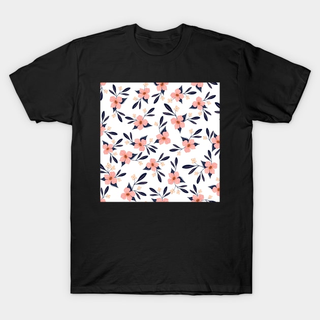 Pink flowers pattern T-Shirt by Papergrape